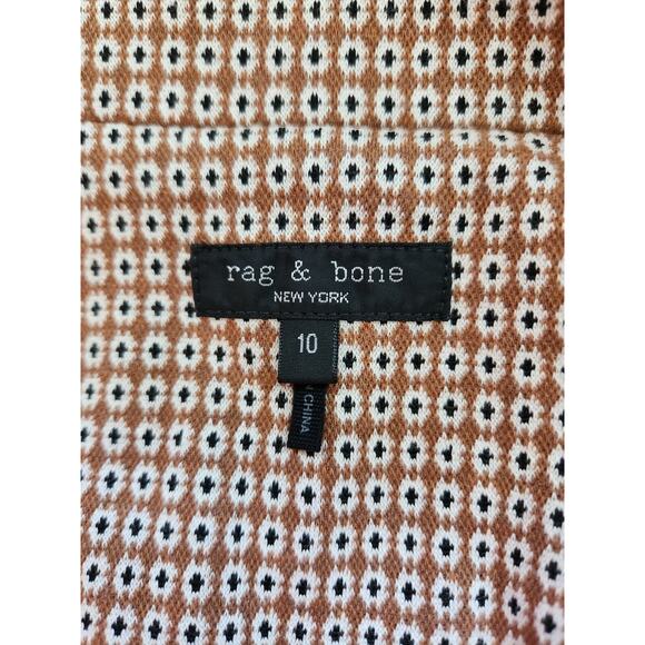 Rag & Bone Slade Geo Cotton Blend Knit Blazer Jacket Sz 10 Brown Multi #1G504 - Picture 7 of 9